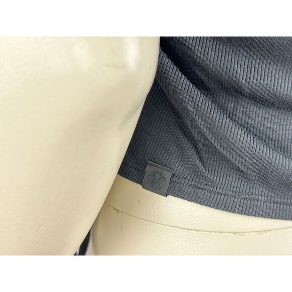 Lululemon Side Cinch Ribbed T-Shirt Black Women 6? Stretch Modal Crew Neck Yoga - Picture 7 of 12